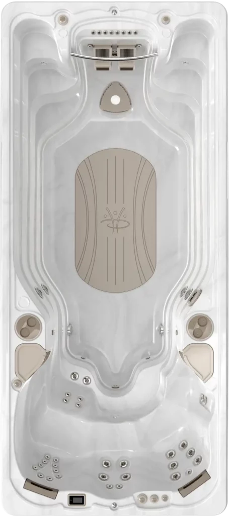 a white and tan jacuzzi